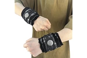 HiiFeuer Bracciali medievali in pelle scamosciata, bracciali in pelliccia artificiale rinascimentale, fascia da polso vichinga, protezioni per braccio da tiro con