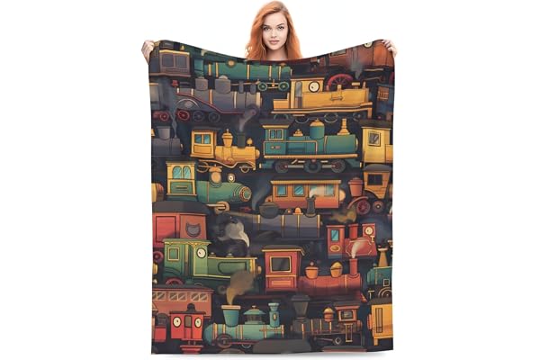 Turamurra Tågfilt gåvor för barn pojkar mjuk varm lätt mysig rolig tåg bil överkast filtar för säng soffa vardagsrum soffa heminredning 127 cm x 152 cm