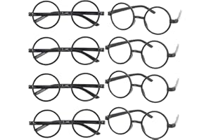 KATOOM 22TLG Zauberer Gläser Wizard Brille 16 Halloween Rund Brillen Rahmen Keine Objektive mit Lightning Bolt Tattoos für Halloween Kostüm Party Kinder Karneval Fasching Magier Mottopartys Maskerade