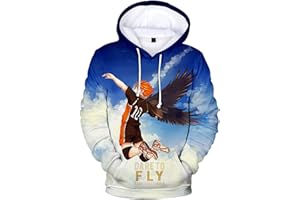 YIMIAO Hombre Haikyuu Anime Sudadera con Capucha Impresión 3D Karasuno High School Volleyball Junior Hoodie Ropa Deportiva Pullover Niño Niña