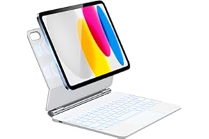 HOU Tastiera per iPad 10/11 Generation(2022,2025 A16),Supporto Magnetico,Trackpad Muti-Touch,Retroilluminazione a 7 Colori iPad 10 Generation 2022 Cover Protettiva con Tastiera,Layout italiano,Bianco