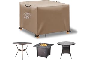 WUAYAMI Plandeka na meble ogrodowe, wodoszczelna, wiatroszczelna, odporna na promieniowanie UV, do dużych obciążeń 420D, tkanina Oxford, na stół ogrodowy, meble tarasowe, khaki, 70 x 70 x 70 cm