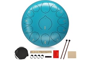 SenDeluz Steel Tongue Drum 12 Pouces 13 Notes Tambour de Langue avec Sac Baguettes Livre de Musique Guérison,Sonore pour L'éducation Musicale, La Méditation, Les Cadeaux de Yoga et de Divertissement