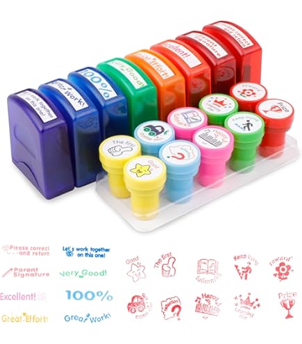 6 Timbri Autoinchiostranti Per Insegnanti - Timbri Educativi Per Bambini Con Simboli Motivazionali - Foto 3