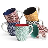 DOWAN Set di 6 Tazze da Caffè - Set di Tazze in Ceramica da 560 ml - Tazze Grandi per Tè, Caffè e Cioccolata Calda - Tazze Fa