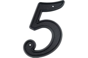 HASWARE House Number 5.5 inch (139mm) Modern Door Numbers Street Home Address Numerals,Black ABS Plastic (5)