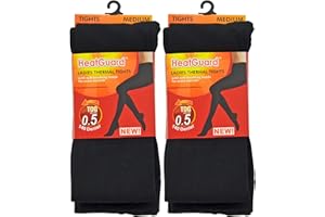 HeatGuard Ladies Fleece Lined Warm Thermal Soft 140 Denier 0.5 TOG Brushed Lining Tights 1 or 2 Pack