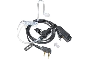 HYS Covert - Auricolare acustico PTT Mic Security Bodyguard compatibile con Kenwood Baofeng BF-888S UV-5R Kenwood Walkie Talkie a 2 pin