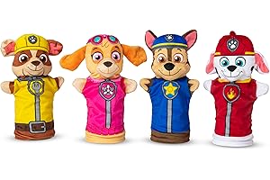 Melissa & Doug PAW Patrol La Pat' Patrouille Marionnettes à main,4 Marionettes Marshall, Skye, Chase, Rubble, Jouet créatif pour filles et garçons de 3 4 5 6 7 ans, Théâtre de poupées, Jeu de Rôle