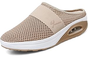 DIQUEQI Womens Trainers Memory Foam Air Cushion Slip-On Orthopedic Diabetic Walking Shoes Comfortable Work Shoes