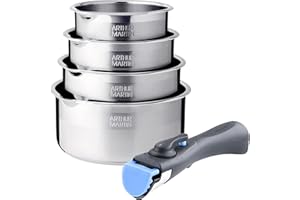 Arthur Martin - Batterie de cuisine inox 5 pcs - AM7457 AVEC MANCHE AMOVIBLE