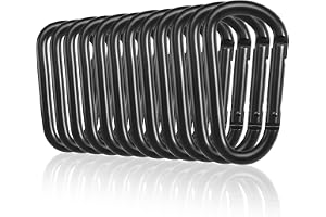 12 stycken karbinhakar aluminium 75 mm/2,95 tum stor korrosionsbeständig D-ring karbinhakar svart nyckelring för utomhus spor