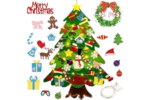 SMD5050 Filz Weihnachtsbaum, 100cm DIY Filz Weihnachtsbaum mit 32 Stück Abnehmbaren Hängenden Ornamenten für Kleinkinder, Kinderzimmer, Tür & Wanddekoration, Kinder