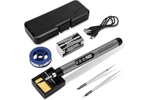 KKMOL Akku Lötkolben Set, USB Wiederaufladbar Lötkolben mit LCD, Temperatur Einstellbare 330 ℃-420 ℃, 3 Lötspitzen, Lötdraht, Lötpaste, Professionelles Sicheres Komplettes Lötkolben-grau