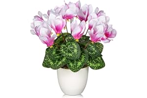 OAIRSE Fiori artificiali, piccoli ciclamini artificiali, persico, fiori artificiali in vaso, come veri ortensie, fiori di seta per decorazioni di nozze, decorazione da tavolo, soggiorno, camera da letto,