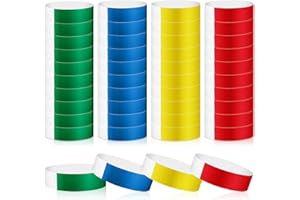 BREMOROU 200 nastri di ingresso per eventi, impermeabili, con chiusura adesiva, 4 colori neon eventi, colore verde, rosso, giallo, blu)