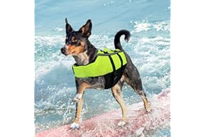 NAMSAN Dog Life Jacket Portable Inflatable Life Vest for Medium Dog with Reflective Stripe Safety Handle Dog Flotation Jacket Adjustable Pet Buoyancy Aid, Green-M
