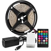 RGB LED Şerit Işık Seti 5 Metre &ndash; Kumandalı, 54 LED/m, 2835 SMD, Su Ge&ccedil;irmez, Adapt&ouml;r ve Kontrol &Uuml;nitesi Dahil, TV Arkası, Od