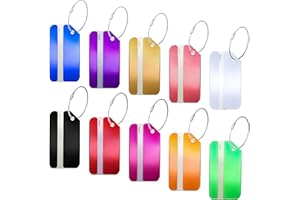 Lot de 10 Étiquettes de Bagage pour Valises en Aluminium Étiquettes Valise en Métal Étiquettes de Voyage Luggage Tag Étiquettes D'identification de Valise avec Étiquettes D'adresse porte-nom