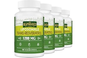 RAPSDAYCI 1200 mg de trans-resvératrol liposomal, resvératrol à haute dose, formule pure à 98%, trans-resvératrol de renouée du Japon, meilleure absorption, 240 gélules