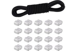 FOGAWA Corda Elastica 10mm x 10m, Corda di Gomma Nero, Gommata Elastico Spanngurt, con 20 Anelli di Crimpatura in Alluminio, Corda Gomma, per Teloni, Tende, Giardini, Campeggio, Auto, Nautica