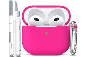 R-fun Kompatybilny ze słuchawkami AirPods 3. generacji 2021, etui na słuchawki AirPods 3. generacji z zestawem do czyszczenia i brelokiem do kluczy, miękka silikonowa ochrona etui,Różowy róż