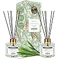 Soul & Scents Lemongrass Reed Diffuser | Free 6 Fiber Reed Sticks |Toxin Free & Stress Relief | Fine-Living Natural Fragrance | Long Lasting | Smoke Less Room Freshener, 120 ml (Pack of 2, Tranparent)