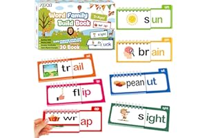 FIPKE Word Family Build Book, 30 Read and Rhyme Flip Activity Book, ABC Vocabulary Flash Cards CVC Words Reading Games for Kids Ages 4-8 Preschool Learning Activities Families Educational Games