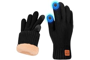 RISIPU Winter Gloves for Women Men Ladies Thermal Touch Screen Gloves with Fleece Lining Soft Warm Knit Glove for Running Ski
