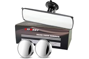 KITBEST Rear View Mirror for Driving Test, Driving Instructor Test Lesson Mirrors, Adhesive Car Mirror for Examiner Learner Driver - Extra Interior Suction Cup Rearview 250 x 71mm