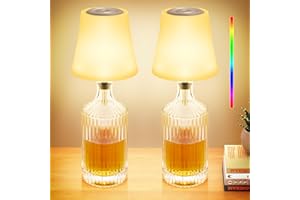 VIIIVA LED Akku Flaschenlampe 2 Stück, IP54 Flaschenlampe Aufsatz LED, 7 Modi Stufenlos Dimmbare Licht, 5200mAh Dimmbar Flaschenlicht, Touch Control Tischlampe Kabellos für Restaurants Schlafzimmer (Weiß)