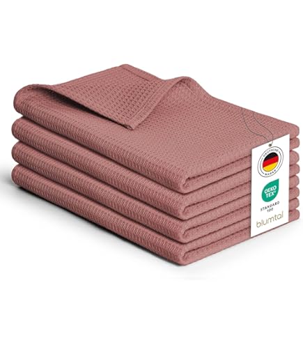 DII Katoenen wafelbadstof theedoeken, set van 4 stuks, 15 x 26, ultra absorberend, zwaar belastbaar, drogen en reinigen keukenhanddoeken - donkergroen