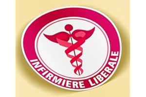 SC ® - Sticker/Autocollant - Vignette Caducée Rond Infirmière Libérale - Type de Pose Vitrophanie* (S'applique sur Le Pare-Brise à l'intérieur du véhicule)
