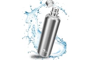 Mate OF STEEL® - Botella de agua de metal de acero inoxidable, 1000 ml, sin plástico, para terraza, fizzi & art