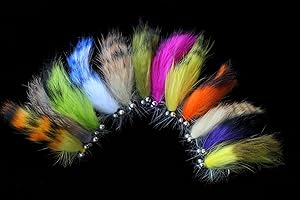 Tigofly Zonker - Esche da pesca a mosca con testa ponderata per salmone trota da 6,3 cm, confezione da 12