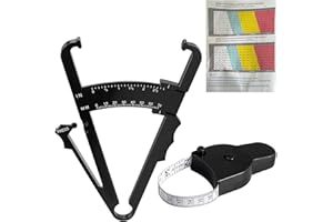 GROSION 2 PCS Body Measuring Tape Set with Body Fat Caliper, Portable Skinfold Caliper for Body Measurements,Body Mass Index Measuring Tool for Women & Men,Weight Loss,Body Fat Calipers