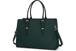 IGOLUMON Torebka damska, torba na zakupy, duża, damska, czarna, torba na laptopa 15,6 cala, skóra PU, torba robocza, torba na ramię, do pracy, szkoły