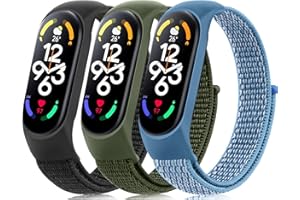 YLK 3 Pezzi Cinturini per Xiaomi Mi Band 7/Mi Band 6/Mi Band 5/Amazfit Band 5, Cinturino in Nylon Sportivo per Xiaomi Mi Band 5/Mi Band 6/Mi Band 7/Amazfit Band 5 (DPack)