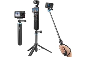 VKESEN Mini Trepied avec Perche Télescopique 51cm pour GoPro Hero 13/12/11/10/9/Max, DJI Osmo Action 5 Pro/4, Insta360 Ace Pro, AKASO EK7000/V50X et Autres caméra d'action