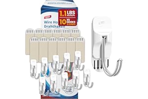 TAILI Gancho para colgar sin daños, 10 mini ganchos universales y 12 tiras adhesivas, soporta hasta 0,5 kg, sin herramientas, sin daños, para colgar en el baño o la cocina