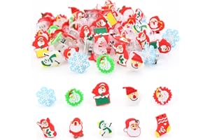 TSLBW 50 Pcs Anneaux Lumineux de Noël Anneaux de Doigt Clignotants Anneaux Lumineux en Caoutchouc pour Enfants Fête de Noël Faveurs Père Noël Motif d'Arbre de Noël Anneaux Clignotants LED