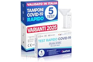 POLONORD ADESTE Adeste – 5 Tamponi COVID 19 rapido 2025 - Test Salivari Nuove Varianti 2025 - Certificato per uso domestico - Non Invasivo, Non Fastidioso, Facile da Usare