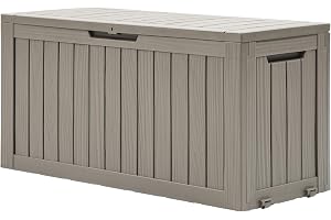 DWVO 270L Outdoor Resin Deck Box with Wheels, Waterproof Garden Storage Box for Patio Cushions, Sports Gear & Garden Tools, L