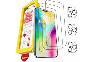 Milomdoi 3 Piezas Protector Pantalla para iPhone 16 Pro con 3 Piezas Protector Camara, 9H+ Cristal Templado Accesorios Protector de Pantalla
