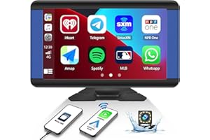 SIXWIN Wireless Carplay Android Auto Portable Car Stereo 7 inch Touchscreen Portable Car Play Screen with Mirror Link Bluetooth FM Voice Control 8 WallPaper Backup Camera …