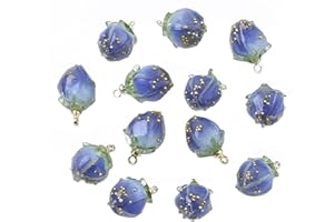 BEEFLYING 10pcs résine transparente bourgeon de rose breloques fleur pendentifs avec bélières pour la fabrication de bijoux boucles d'oreilles colliers bracelets bricolage (bleu)