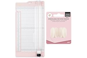 Vaessen Creative Massicot avec Plioir de 15,2 x 30,5 cm – Coupe-papier et Plaque de Rainurage 2-en-1 Rose pour Scrapbooking, Cartes et Loisirs Créatifs – 2 Lames de Rechange Inclus