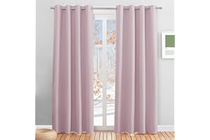 ‎PONY DANCE PONY DANCE Vorhänge Kinderzimmer Mädchen Thermovorhang Kälteschutz mit Ösen Gardinen Blickdicht Verdunkelungsvorhang Hellpink Ösenschal 2er Set H 220 x B 140 cm