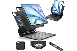 ‎ESR ESR Hülle mit Keyboard, Tastatur für iPad Air 11 Zoll(M3/M2, 2025/2024), Pro 11/Air 6/5/4, Magnetischer Ständer, Federnde Leuchttasten, Multi-Touch-Trackpad, Schwarz