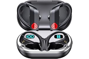 CoolJumper Auriculares Bluetooth Auriculares Inalámbricos 120 Horas de Lectura Caja de Carga Inalámbrica Pantalla Digital Auriculares Deportivos con Gancho de Oreja